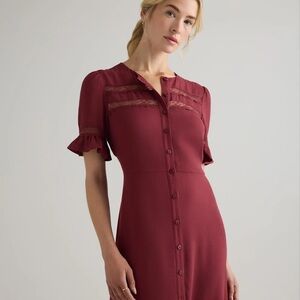 Quince Burgundy Lace Detail Dress